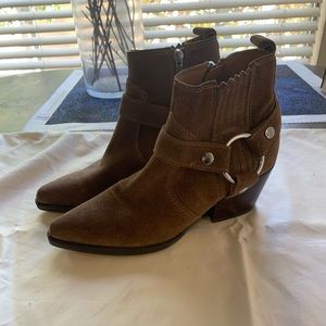 Marc fisher western brown suede booties